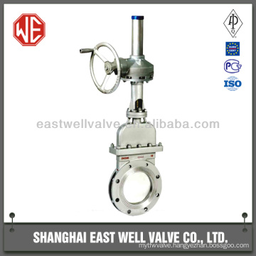 East Well SS knife gate valve, Wafer type, Non-rising, Worm gear knife gate valve, Professional Leading Manufacturer in Shanghai